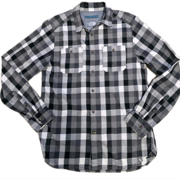 The North Face Other - The North Face Shirt Mens Button Up Size Med Grey/Black Plaid Outdoor Checkered